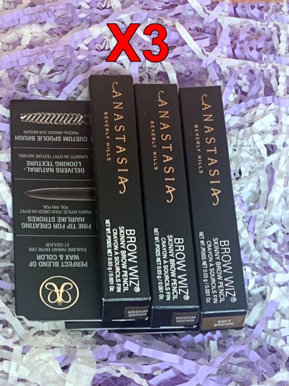 3 Pack Anastasia Beverly Hills Brow Wiz Skinny Pencil Soft Brown & Medium Brown